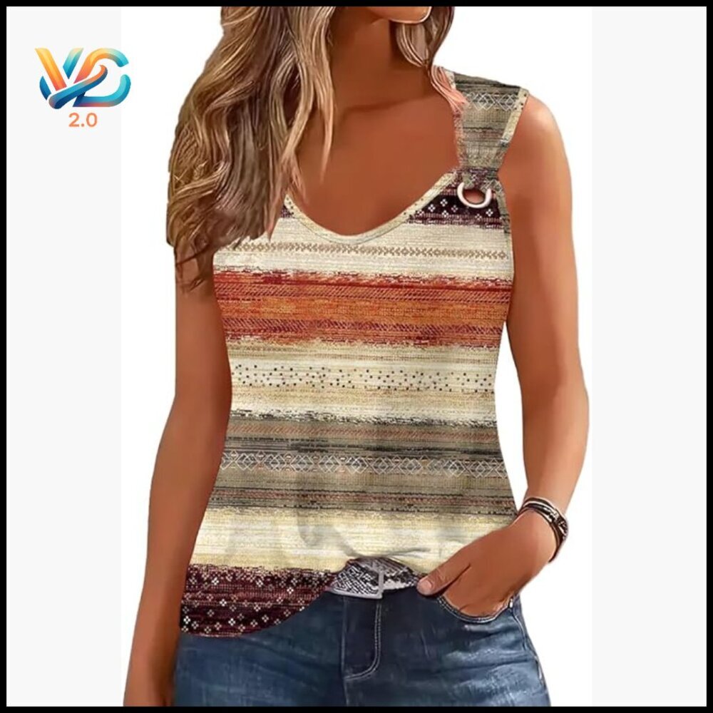 V-Neck Sleeveless Tank Top, Regular Fit, Summer Casual Blouse